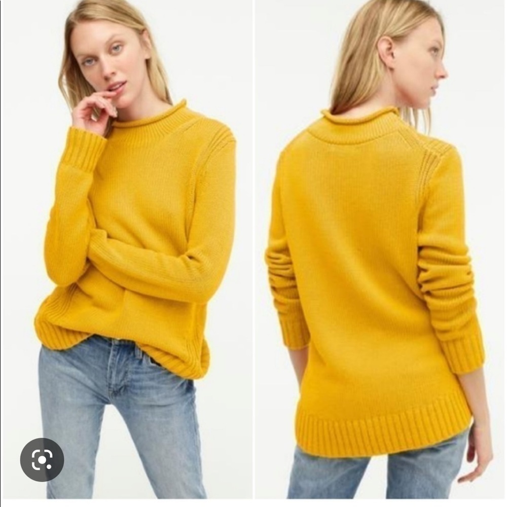 J. Crew yellow mustard rollneck 100% cotton sweater. New. Size Xxs